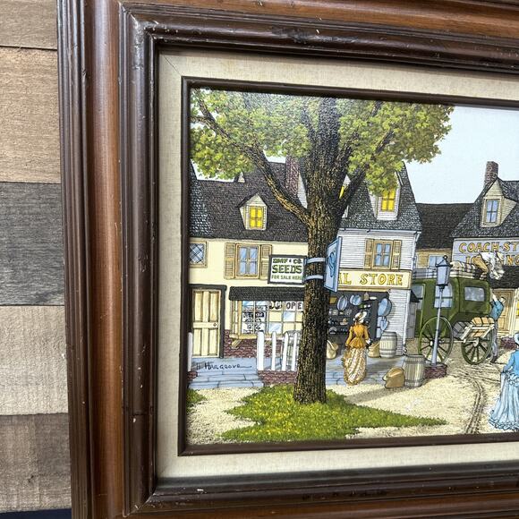 H.Hargrove Framed Original Signed Sergraph Oil Painting General store 12x16 - Picture 2 of 8